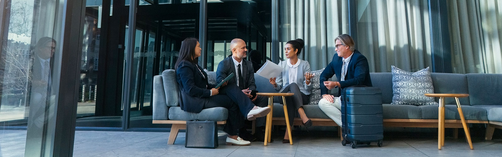 Executives meeting for career interview.