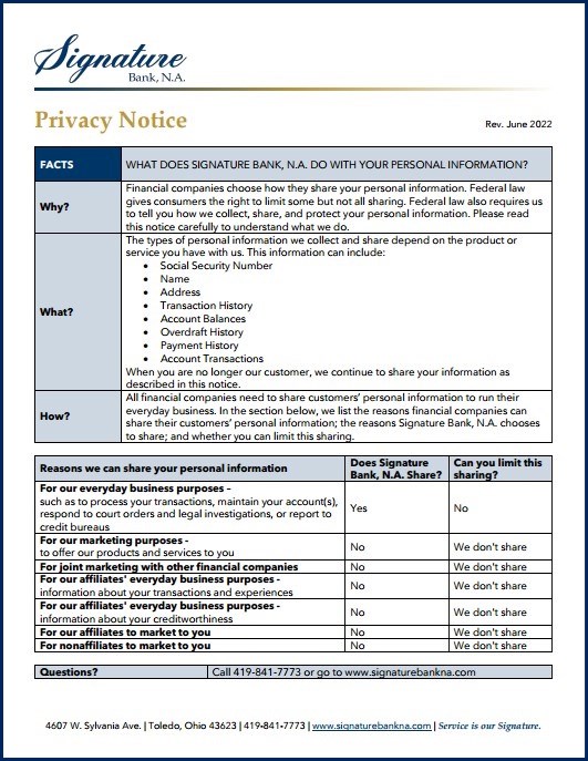 Privacy Notice Page 1